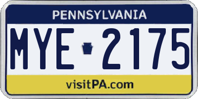 PA license plate MYE2175