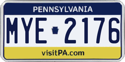 PA license plate MYE2176