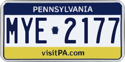 PA license plate MYE2177