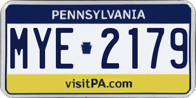 PA license plate MYE2179