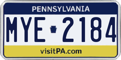 PA license plate MYE2184