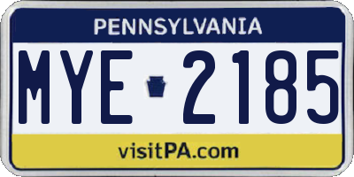 PA license plate MYE2185