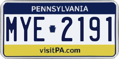 PA license plate MYE2191