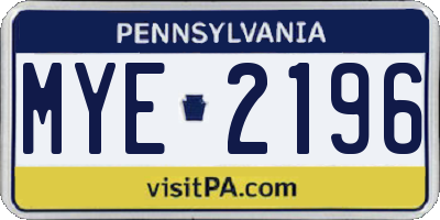 PA license plate MYE2196