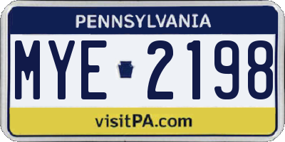 PA license plate MYE2198