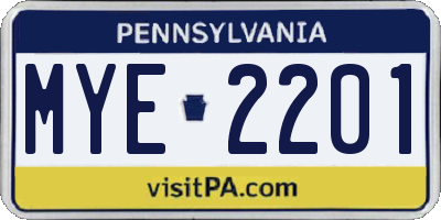PA license plate MYE2201