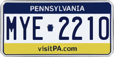 PA license plate MYE2210