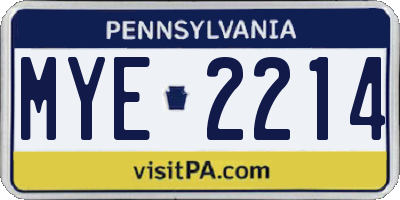 PA license plate MYE2214