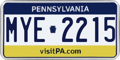 PA license plate MYE2215