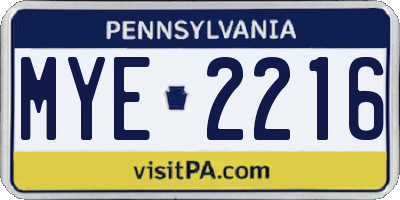 PA license plate MYE2216