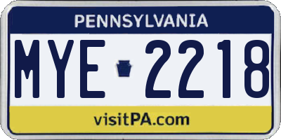 PA license plate MYE2218