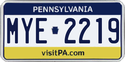 PA license plate MYE2219