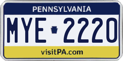 PA license plate MYE2220