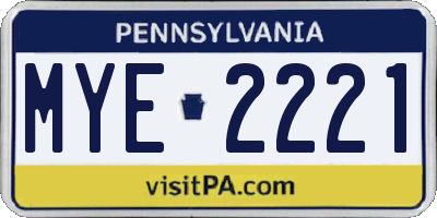 PA license plate MYE2221