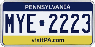 PA license plate MYE2223