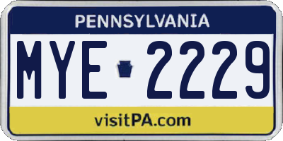 PA license plate MYE2229