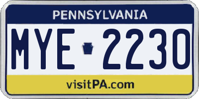 PA license plate MYE2230