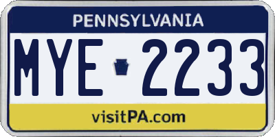 PA license plate MYE2233