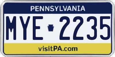 PA license plate MYE2235