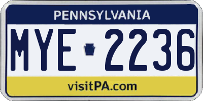 PA license plate MYE2236