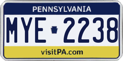 PA license plate MYE2238