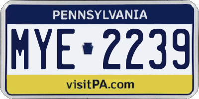 PA license plate MYE2239