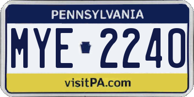 PA license plate MYE2240