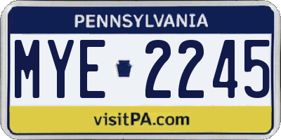 PA license plate MYE2245