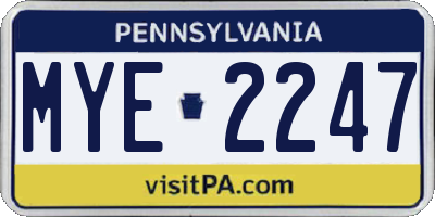 PA license plate MYE2247