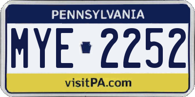 PA license plate MYE2252