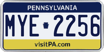 PA license plate MYE2256