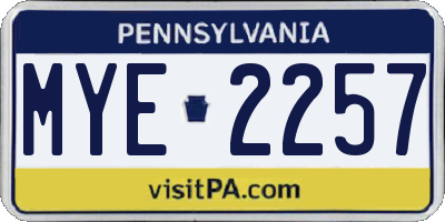 PA license plate MYE2257