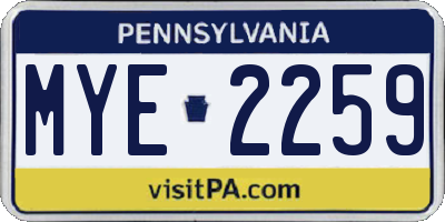 PA license plate MYE2259