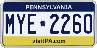 PA license plate MYE2260
