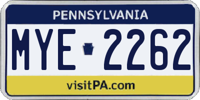 PA license plate MYE2262