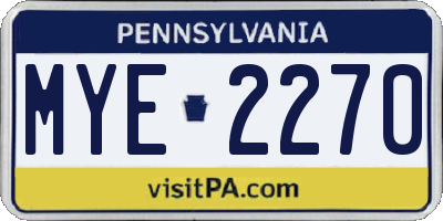 PA license plate MYE2270
