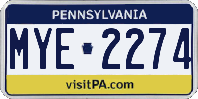 PA license plate MYE2274