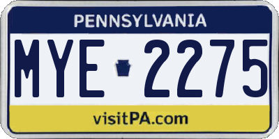 PA license plate MYE2275