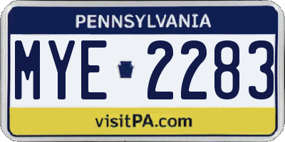 PA license plate MYE2283