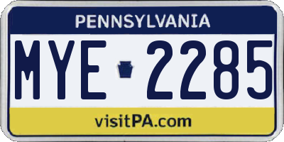 PA license plate MYE2285