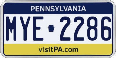 PA license plate MYE2286
