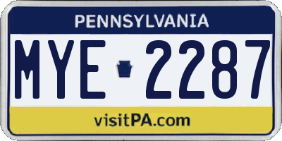 PA license plate MYE2287