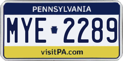 PA license plate MYE2289