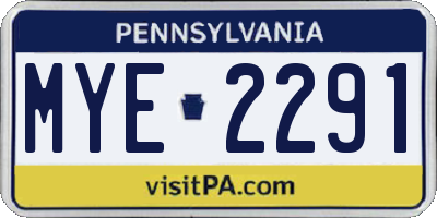 PA license plate MYE2291