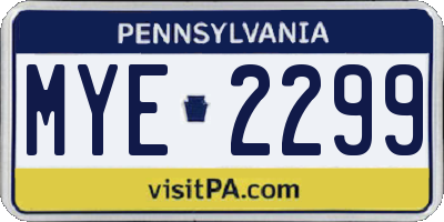 PA license plate MYE2299