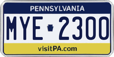 PA license plate MYE2300