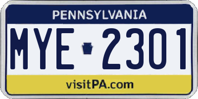 PA license plate MYE2301
