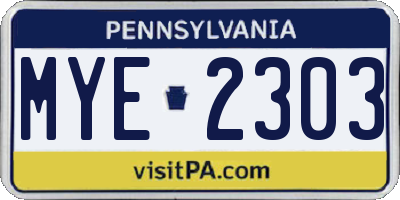 PA license plate MYE2303