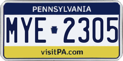 PA license plate MYE2305