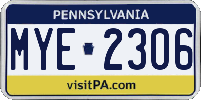 PA license plate MYE2306